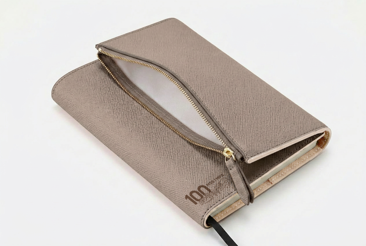 Premium Zipper Notebook Gift Set (Beige)
